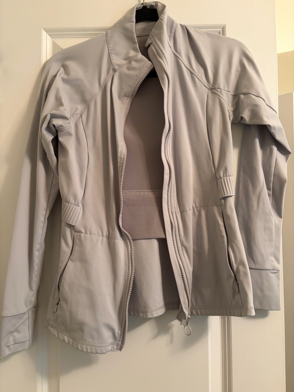 Fabletics Light Gray Zip Front Active Jacket